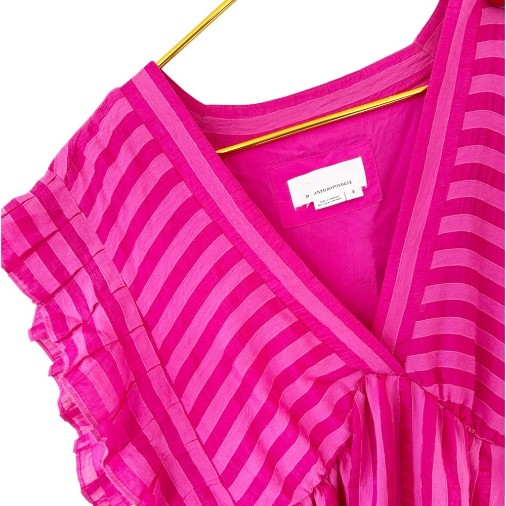 Anthropologie Pink Flutter Sleeve Dress - Picture 6 of 13